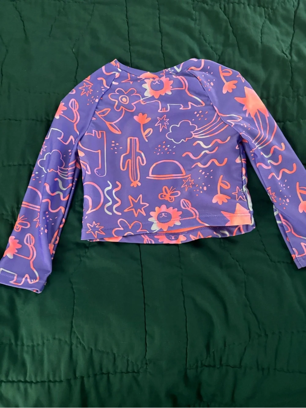 Cat & Jack Purple Rash Guard with Coral Doodle Prints